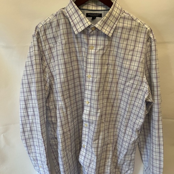 JCrew white/purple button down - Picture 2 of 3